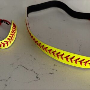 Kids Softball Stitch Headband and Wristband Set - Yellow